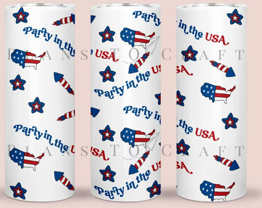 4th of July American Party in the USA 20oz Skinny Tumbler